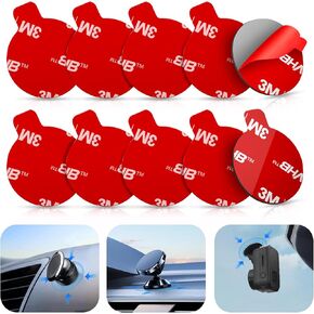 10 Pcs 3M Sticky Adhesive Pads for Car Magnetic Phone Holder, 1 inch Round VHB Double Sided Tape Replacement for Dashboard Cell Phone Mount & Mini Dash Cam Base, Strong 25mm Heat Resistant Sticker