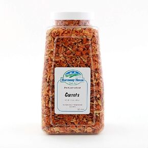 Harmony House Foods Dehydrated Diced Carrots - Air Dried Vegetables for Soup and Cooked Dishes, Great for Camping, Survival, and Backpacking, 15 Ounce Jar