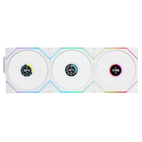 Lian Li UNI Fan TL LCD 120 Wireless - Triple Pack (Reverse Blade) - 2.4 GHz Wireless Controller Included - Infinity Mirror Design - LCD Display - Controller Required - White (12RTLLCD1W3W)