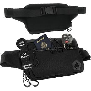 HighSpeedDaddy Concealed Carry Fanny Pack - 500D Water-Resistant Nylon, Quick Access CCW Pocket, YKK AquaGuard Zippers, EDC Bag with Adjustable Waist (upto 49"), Everyday Carry for Men & Women - Grey
