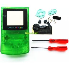 New Full Housing Shell Case Cover Pack with Screwdriver Buttons for Game boy Color GBC Repair Part-Clear Green