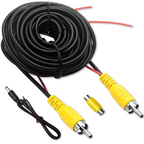 Professional (33FT/10 Meters) Backup Camera RCA Cables, Car Reverse Rear View Camera Video Cable with Detection Wire, AV Extension Cable with RCA Video Female to Female Coupler and Power Cable