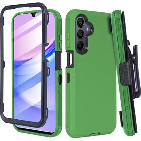 Compatible for Samsung Galaxy A16 5G Phone Case, Built in Screen Protector, Belt Clip Holster Heavy Duty Defender Case Dustproof Shockproof Protection (Camo Green)