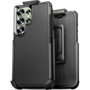 Encased Rugged Belt Case for Samsung Galaxy S25 Ultra, Protective [Heavy Duty] Dual-Layer Shockproof Cover with Rotating Belt Clip Holster (Compatible with MagSafe), Black