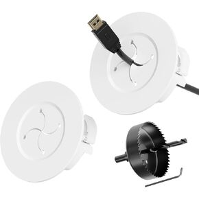 Cord Hider for Wall Mount TV, in Wall Cable Management Kit for Large Capacity, Wall Cable Hider Behind The Wall, Cable Raceway White Includes Hole Saw Dril Attachment - 2 Pass Locking Brackets