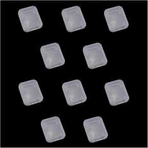 DGZZI 10PCS 4.8x3.8x0.6cm Mobile Phone Memory Card Small White Boxes SD Card Protective Case Transparent PP Box Suitable for Storing and Organising Small Jewellery Pin Coin Part Earplug Crafts