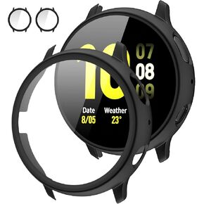 Tensea [2Pack] Compatible with Samsung Galaxy Watch Active 2 Screen Protector Case 40mm, Bumper Full Around Cover for Samsung Galaxy Watch Active 2 40 (Matte Black, 40mm)