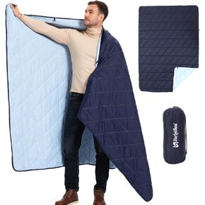 Ultralight Puffy Blanket, Outdoor Camping Blanket, Water-Resistant and Packable, Great for Camping, Stadium, Traveling, Backpacking, Picnic and Beach. 79"x55". Royal Blue