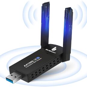 WiFi USB Adapter for PC,USB WiFi Adapter for Desktop PC,1800Mbps Dual Band 2.4G &5G,Dual 5dBi Antennas High Gain 802.11AC,Stable Transmission,Smoother Online Videos&Games,Supports Win 7/8/8.1/10/11