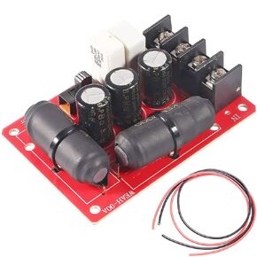 200W Pure Bass Subwoofer Crossover 2 Way Speaker Audio Crossover Second-Order Crossover DIY Home Theater with red and Black Cable