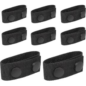 8 Pcs Belt Keepers for Duty Belt with Double Snaps, Police Security Tactical Belt Keeper Stays Holders Military Equipment Accessories Belt Police Duty Belt Law Enforcement Accessories, Black
