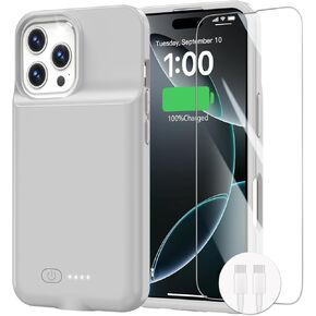 Battery Case for iPhone 16 Pro, Case Charger 15W Fast Charging 8500mAh Ultra-Slim Lightweight Powerful Battery Pack Rechargeable Anti-Fall TPU Juice Box for iPhone 16 Pro Charging Case(6.3") Gray