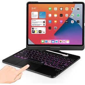 Keyboard Case for iPad Air 13 inch M2 2024, Mulit Touchpad Backlight 360 Rotatable Cover Wireless Pencil Holder