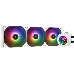 Thermalright CORE Vision 360 White ARGB CPU AIO Cooler,IPS LCD Screen with 480 * 480 Resolution,for AM5&Intel 1700/1851,High-Performance 360 Specs Water-Cooled Radiator with 2.1in Removable Display