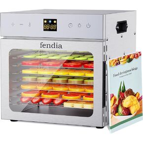 Dehydrators for Jerky, 8 Stainless Steel Trays, 600W Fruit Dehydrator, 24H Timer and 190°F Temperature Control, Overheat Protection, Food Dryer for Jerky, Herbs, Fruit, Dog Treats