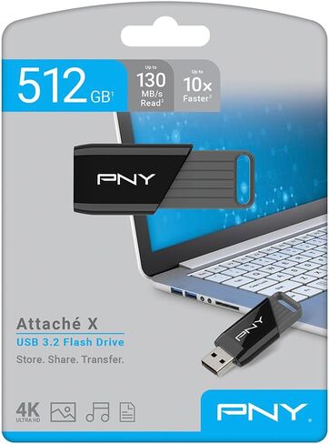 PNY 512GB APCANCE X USB 3.2 Gen 1 Flash Drive ، الأداء المتقدم يصل إلى 130 ميجابايت/ثانية ، ومخزن البيانات اليومية ونقله ، وتخزين محمول موثوق ، ودائم ، ونوع A ، وأجهزة الكمبيوتر ، وأجهزة الكمبيوتر المحمولة ، وسطح المكتب. in Kuwait