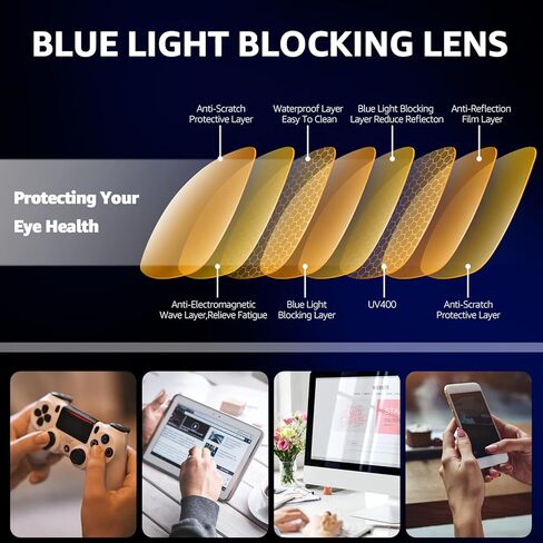 نظارات TJUTR Clip On Blue Light Blocking للنظارات الطبية الكبيرة، نظارات مضادة لإجهاد العين، فكرة لتلفزيون ألعاب الكمبيوتر in Kuwait