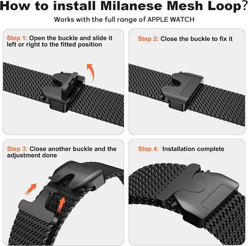 Milanese Mesh Loop Compatible with Apple Watch Bands 49mm 46mm 45mm 44mm 42mm for Men Women, Stainless Steel Mesh Loop with Parachute-style Buckle for iWatch Ultra 2 Series 10 9 8 7 6 SE 5 4 3 in Saudi Arabia