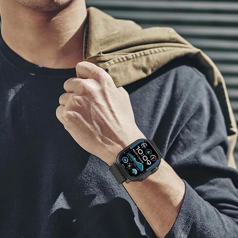 Milanese Mesh Loop Compatible with Apple Watch Bands 49mm 46mm 45mm 44mm 42mm for Men Women, Stainless Steel Mesh Loop with Parachute-style Buckle for iWatch Ultra 2 Series 10 9 8 7 6 SE 5 4 3 in Saudi Arabia