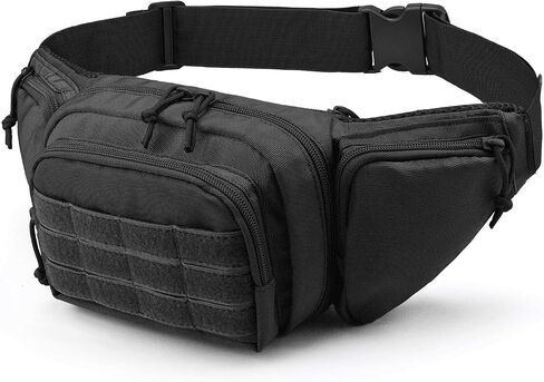 Tactical Fanny Pack Gun Holster for Men, Adjustable Waist Bag Zippered Pockets, Everyday Hip Pouch for Workout Travel Outdoor Running Hunting (Black) in Kuwait