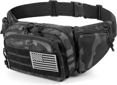 Tactical Fanny Pack Gun Holster for Men, Adjustable Waist Bag Zippered Pockets, Everyday Hip Pouch for Workout Travel Outdoor Running Hunting (Black) in Kuwait