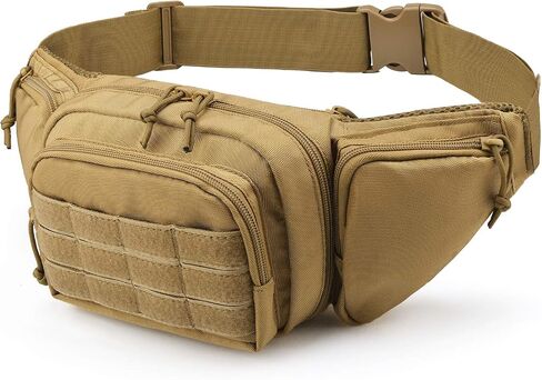 Tactical Fanny Pack Gun Holster for Men, Adjustable Waist Bag Zippered Pockets, Everyday Hip Pouch for Workout Travel Outdoor Running Hunting (Black) in Kuwait