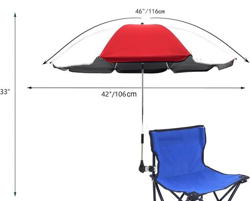 Chair Umbrella with Clamp,46 inches UPF 50+ Clip on Parasol for Patio,Beach Chairs,Strollers,Wheelchairs,Golf Carts in Kuwait