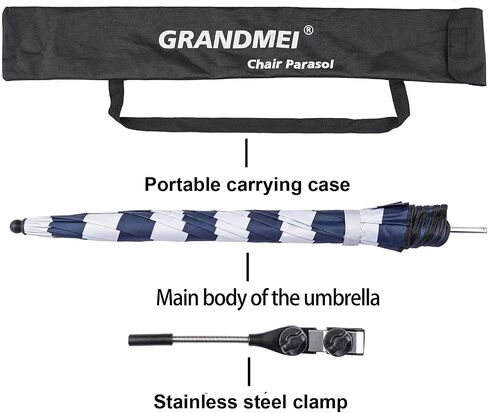 Chair Umbrella with Clamp,46 inches UPF 50+ Clip on Parasol for Patio,Beach Chairs,Strollers,Wheelchairs,Golf Carts in Kuwait