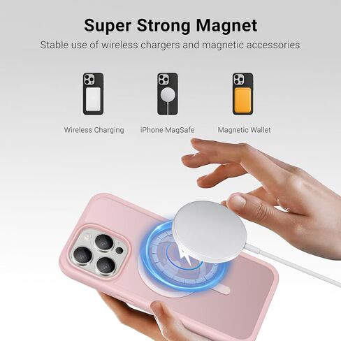 XcaseBar for iPhone 15 Pro Case,Full-Body Rugged Case with Built-in Anti-Scratch Tempered Glass Screen Protector,Compatible with MagSafe, Men Women Shockproof Protective Cover Rose Gold in Kuwait