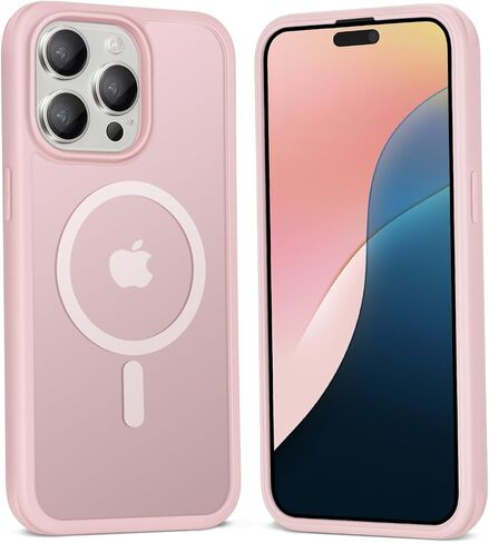 XcaseBar for iPhone 15 Pro Case,Full-Body Rugged Case with Built-in Anti-Scratch Tempered Glass Screen Protector,Compatible with MagSafe, Men Women Shockproof Protective Cover Rose Gold in Kuwait