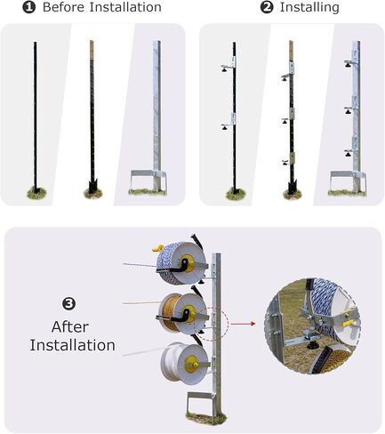 4 حزمة T-Post قوس التثبيت ، الأسلاك الكهربائية مخزن الأسلاك حامل السلك كرة مسمار الإكسسوارات ، وتراجع بكرة سلك التمديد أداة ثابتة ، لكرات الأسلاك المعلقة على الأزرار in Kuwait