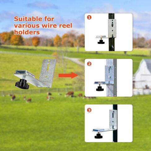 4 حزمة T-Post قوس التثبيت ، الأسلاك الكهربائية مخزن الأسلاك حامل السلك كرة مسمار الإكسسوارات ، وتراجع بكرة سلك التمديد أداة ثابتة ، لكرات الأسلاك المعلقة على الأزرار in Kuwait