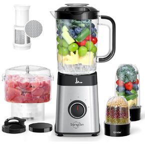 Sangcon Blenders for Kitchen, Blender and Food Processor Combo, 5 in 1 Blender for Shakes and Smoothies, Meat Chopped, Grinding & more, 40 oz Jar & 17oz Cup with To-Go Lid