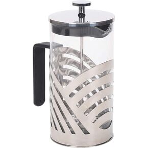 Elanze Designs Chrome 1 Liter Large Glass and Stainless Steel French Press Coffee and Loose Leaf Tea Maker