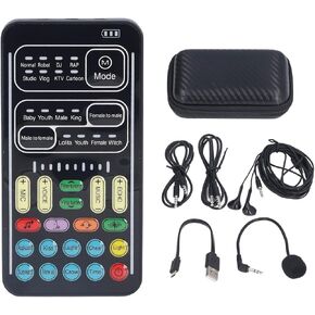 Live Sound Card Voice Changer, Portable I9 Live Sound Card Set Mini Gaming Voice Plug and Play for Game Anchor Recording Mobile Phone Computer, for Live Streaming 8 Different