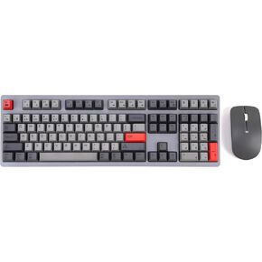 Pine Pro Mechanical Keyboard + Bonus Wireless Mouse, Cherry MX Silent Red Switches, 108 Keys, MAC/Win, Space Gray, RF 2.4 GHz, Bluetooth, USB, PBT Keycaps, Aluminum Top