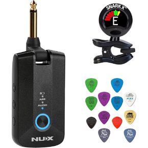 NUX Mighty Plug Pro MP-3 Headphone Amp for Guitar/Bass - Bundle with Snark-X Tuner and Dunlop Pick Pack