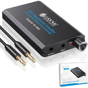 eSynic Professional 16-150 Ohms Headphone Amplifier 3.5mm Portable Headphone Volume Amplifier Rechargeble Headphone Amp Aluminium Alloy Mini Headphone Jack Amp with Gain Switch for Phones Laptop etc