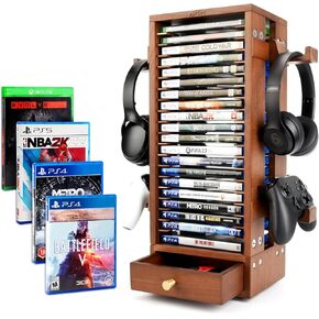 ASFSKY Game Storage Tower Universal Video Game Organizer for 20 Games Storage Compatible with PS5 PS4 Xbox Switch Games Gamer Gifts