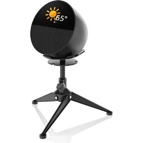 Small Metal Tripod Holder Cute Desktop Speaker Mount Stand Portable for Echo Spot (2024 Release), Adjustable Height from 4.3"-6.6", 1 Pack Black