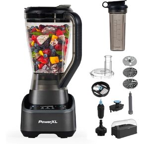 PowerXL SensiMax Blending Kitchen System – 1500W, Smart Sensing Technology, Hands-Free Blending, 3 Functions, 10 Speed Control, 72OZ Jar, 6-Tip Turbo Blade, 13 Food Processor Accessories, Storage Case