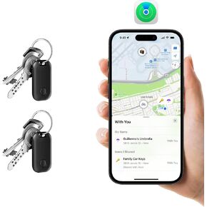 Key Tracker for Keys,Work with Apple Find My,Key Finder, Key Locator, Bags, Wallets, Luggage(Android Not Supported) (S6 Black 2 Pack)