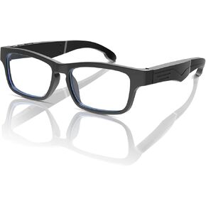 Smart Glasses, Bluetooth Glasses for Men Women Wireless Glasses with Speakers Clear Phone Calls Game Music and Anti-Blue Light Lenses Wireless Audio Glasses for Android iOS (A)