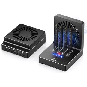 FIDECO M.2 NVMe Cloner Dock, 4-Bay NVMe Cloner Duplicator with Foldable Cooling Fan, 40Gbps (4X 10Gbps, 2X 20Gbps) SSD Cloner Dock, Support Offline Clone and Offline Data Eraser, Protect Privacy