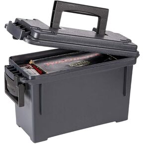 Plano Field Ammo Box .30 Caliber, Black, Lockable Ammunition Storage Box with Heavy-Duty Carry Handle, Small Plastic Ammo Crate, Water-Resistant Protection, Holds 6-8 Boxes of Ammo