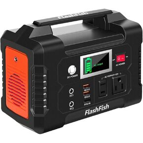 200W Portable Power Station, FlashFish 40800mAh Solar Generator With 110V AC Outlet/2 DC Ports/3 USB Ports, Backup Battery Pack Power Supply for CPAP Outdoor Advanture Load Trip Camping Emergency.
