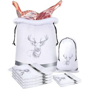 6 Pack Game Bags Elk Hunting Meat Bags, ​Reusable Waterproof Wild Game Meat Bags with Reflective Tags, Reusable Breathable Meat Game Bags, 30''x18.5''/4pcs, 15''x10''/2pcs