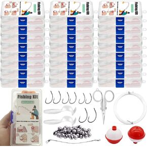 Compact Mini Fishing Kits Bulk – Emergency Survival Fishing Tackle Kits with Case for Beginners, Outdoor Operation, Shoebox Stocking Stuffer for Kids