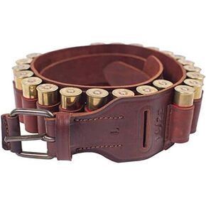 VlaMiTex Leather Shotgun Shell Cartridge Belt 20 Gauge 22 for Rifles, Buttstock Shell Holder, Hunting Ammo Bandolier Belt 20 ga 22