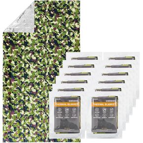 12 Pack Mylar Emergency Blankets for Survival, Space Blanket Designed for NASA, Foil Thermal Blankets for Outdoor Camping, Hiking, Marathon, First Aid Car Kit, Extreme Weather, Camouflage